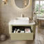 Armoire de salle de bain rayée avec tiroirs et lavabo rectangulaire en céramique blanche-443929035