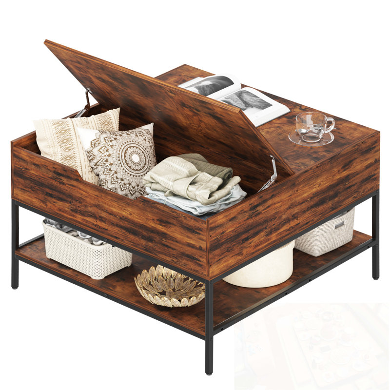 Table basse à plateau rabattable avec rangement