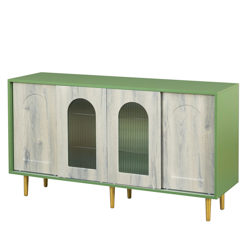 Commode, armoire de bar, casiers, buffet, buffet, Vert / Gris