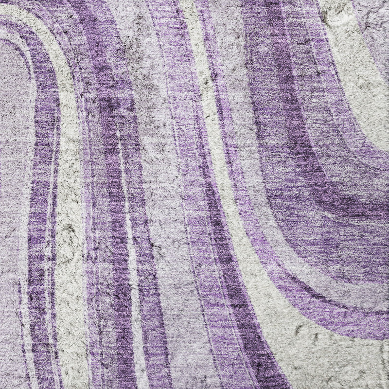 Tapis Dream Shag ADS756 à motifs tourbillonnants, lavable à la machine de qualité supérieure, Lavender, 3' x 5'