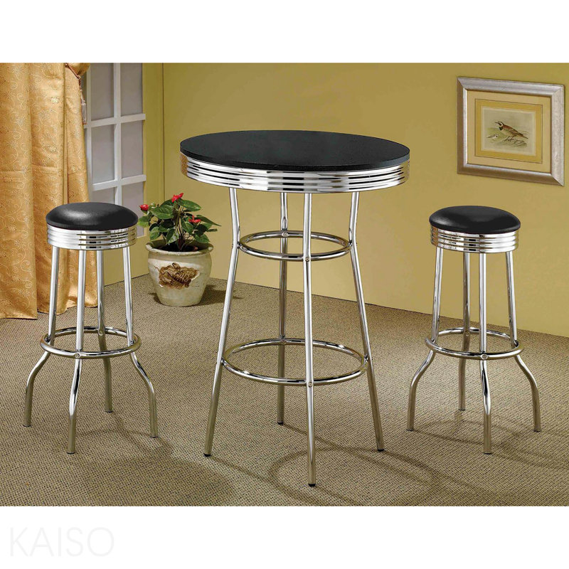 Table de bar ronde noire et chromée