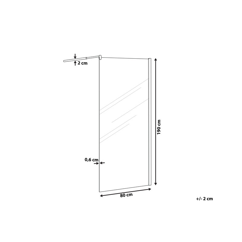 Almazan Semi-Frameless Tub Door with Clear Glass, 190cm H x 80cm W