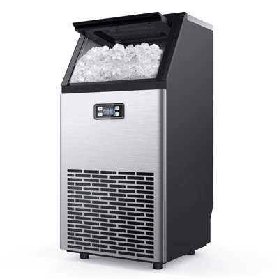 COWSAR 33-lb Ice Storage 100-lb Ice Per day Freestanding or built-in Cubed Ice Maker ( Stainless Steel with Scoop )