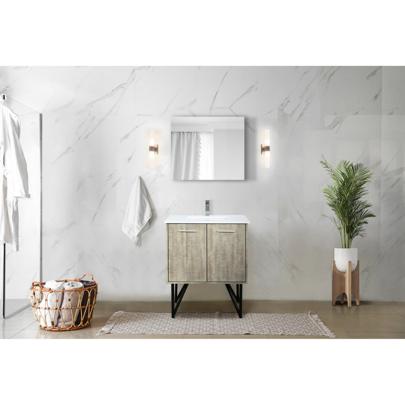 Meuble-lavabo rustique, robinet inclus, 18 miroirs, 30"