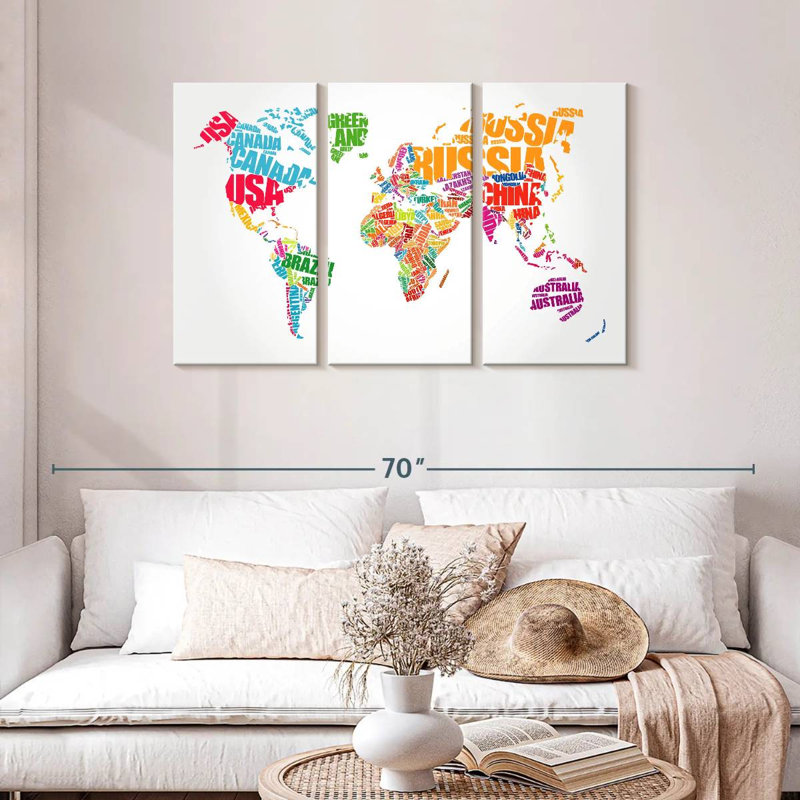 Aliaz Typography World Map, 28" H x 45" W