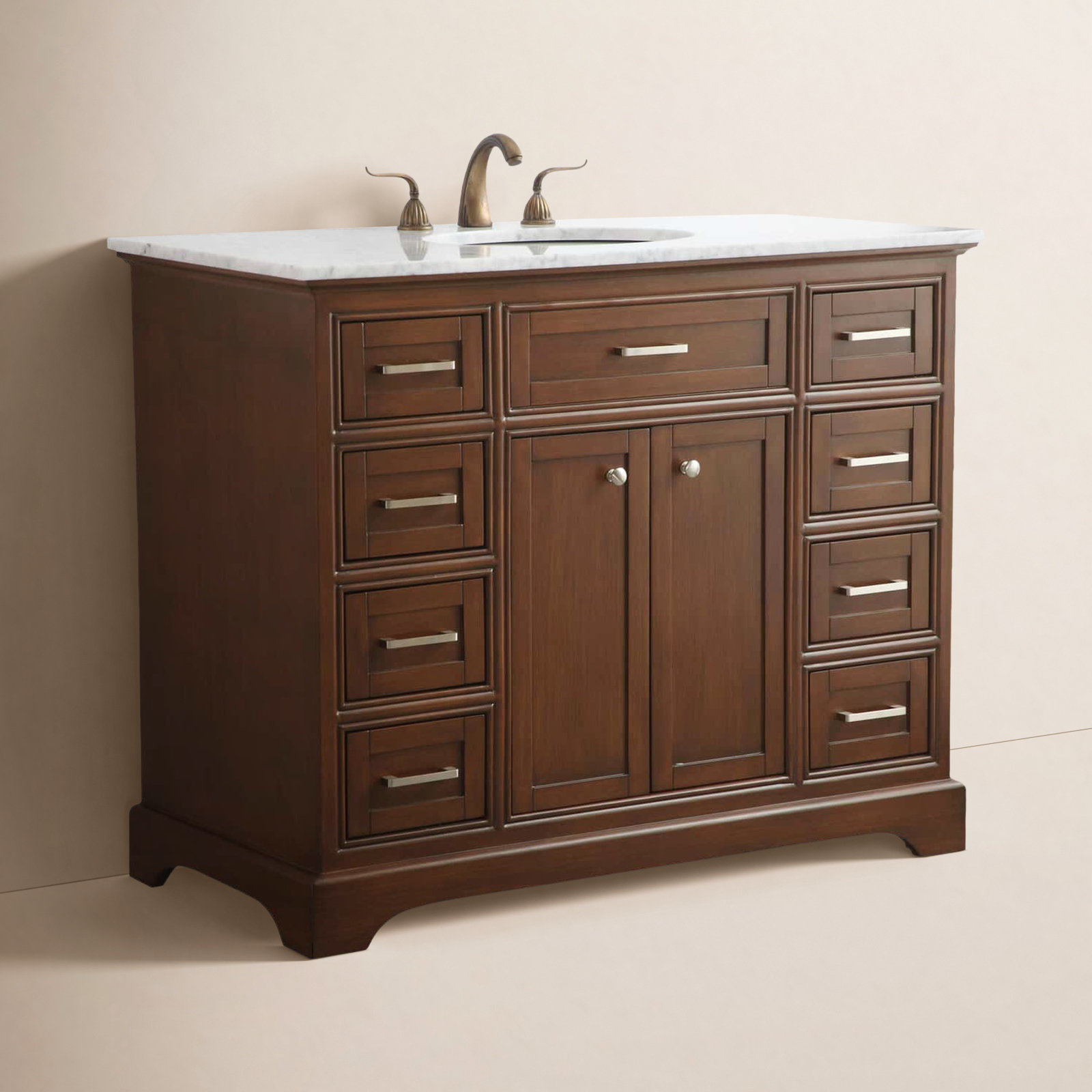Hermes 42" Single Bathroom Vanity Set, Teak