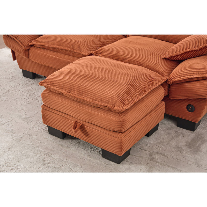 Canapé modulaire Boneless, H 33,07 po x l 102,36 po x P 51,97 po, Orange