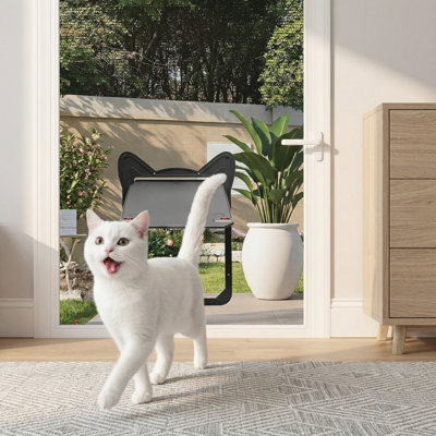 Heavy Duty Lockable Magnetic Screen Door Flap, Inside Opening 8.59 X 6.62 In, Scratch-Resistant, For Small Dogs & Cats, Easy Install For Sliding Glass/Patio Doors, M