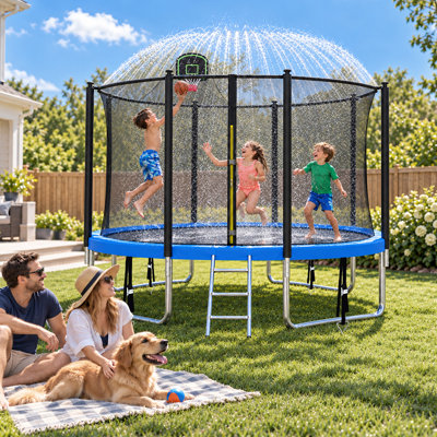 Trampoline de jardin rond de 12 pi avec enceinte sécuritaire