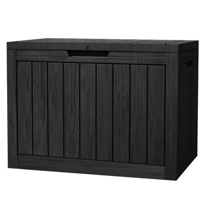 Boîte de rangement 45 gallons en PP noir - Rangement extérieur verrouillable pour patio et jardin
