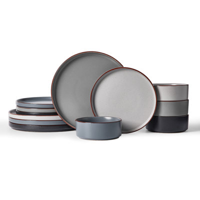 12 Piece Stoneware Dinnerware Set - Service for 4