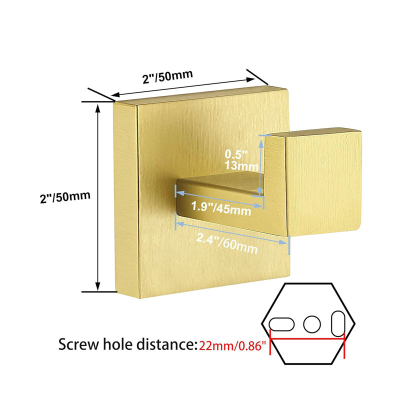 Wall Mount Towel Hook (1 Piece), Gold