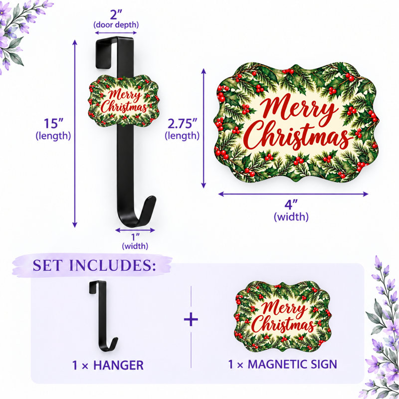 Porte-couronne avec panneau magnétique interchangeable - Joyeux Noël