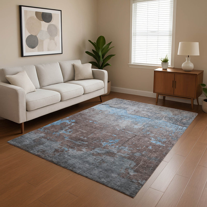 Tapis moderne de qualité supérieure lavable à la machine Larrison AMF1780, Rectangle 5 pi x 7 pi 6 po