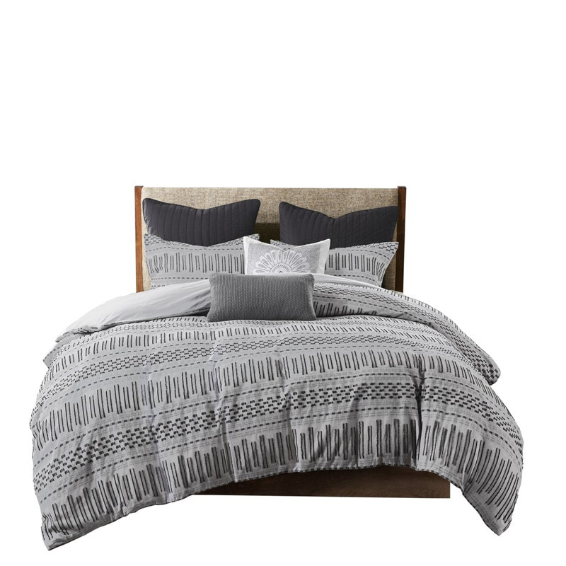 L'édredon en coton - gris / noir double / grand offre un confort 100% Le décor de la chambre à coucher transforme l'espace