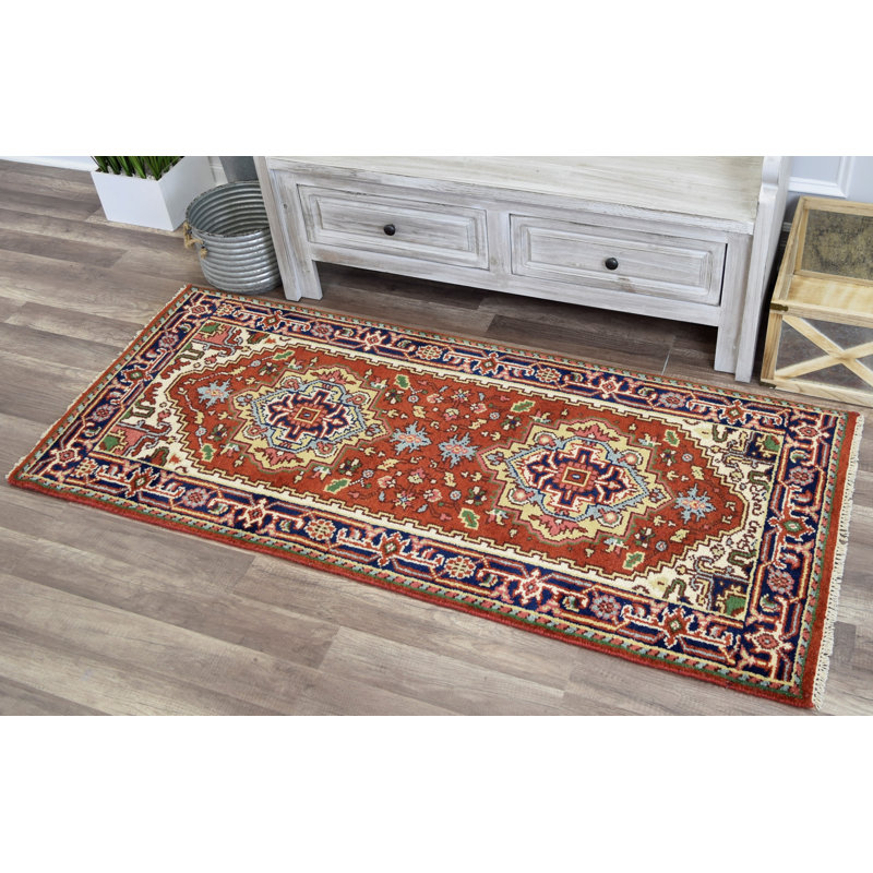 Tapis bordeaux Royal Heriz, Tapis de couloir 2 pi 6 po x 8 pi