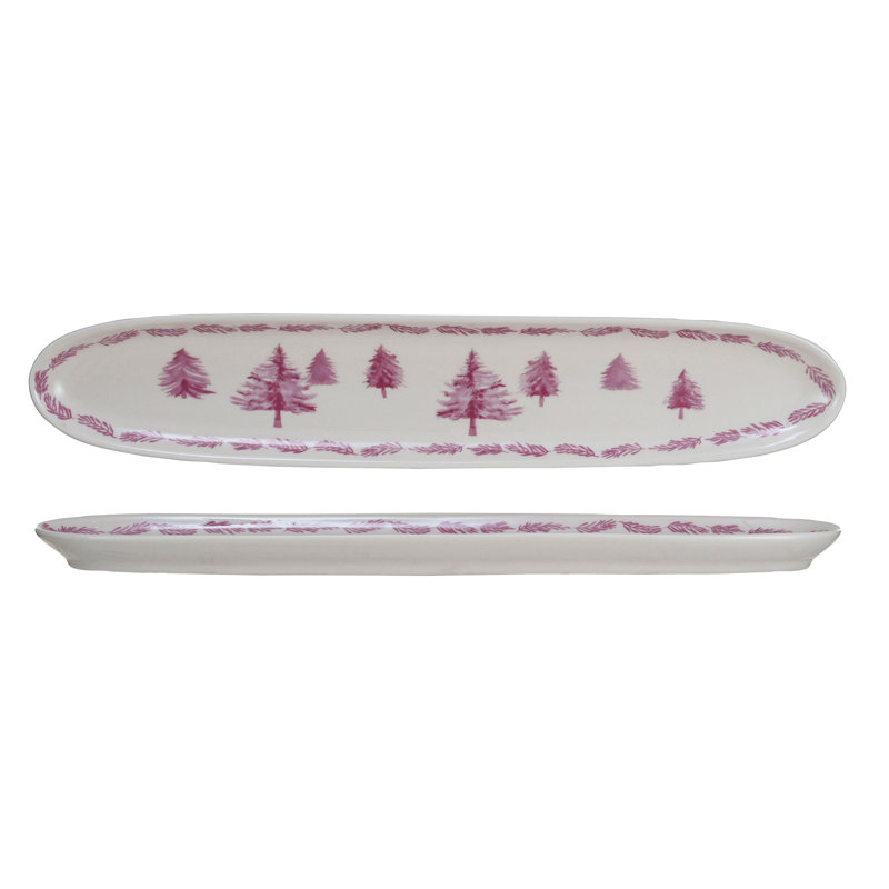 Stoneware Dish With Trees