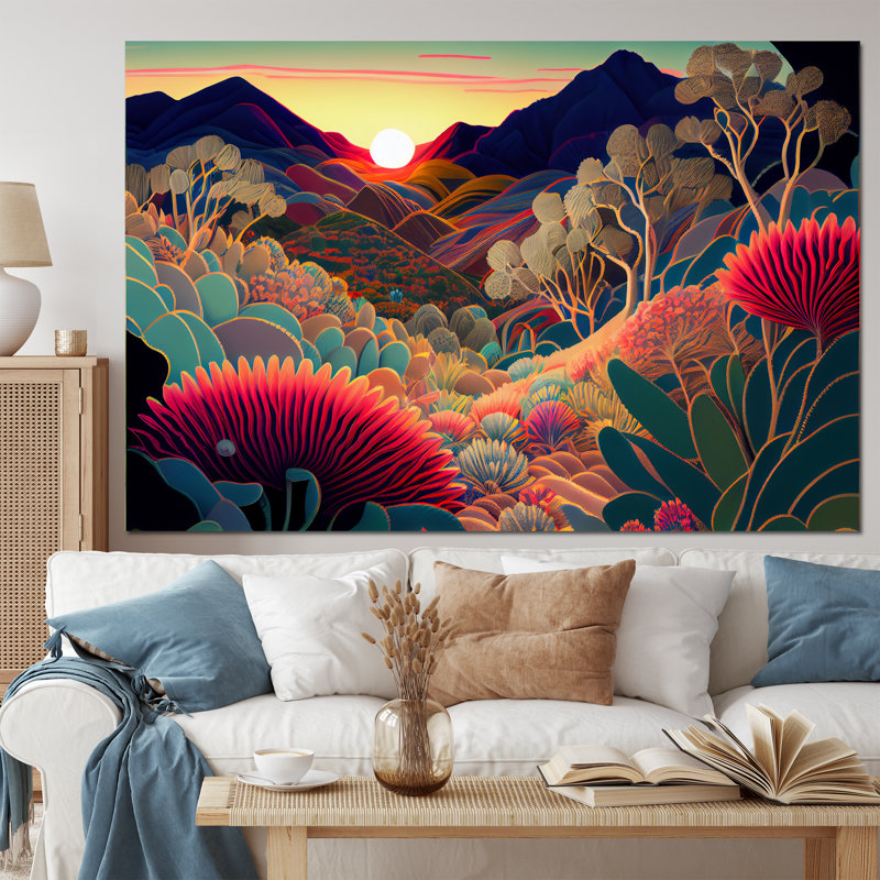 «Colorful Flowers pendant Golden Hour I», reproduction sur toile