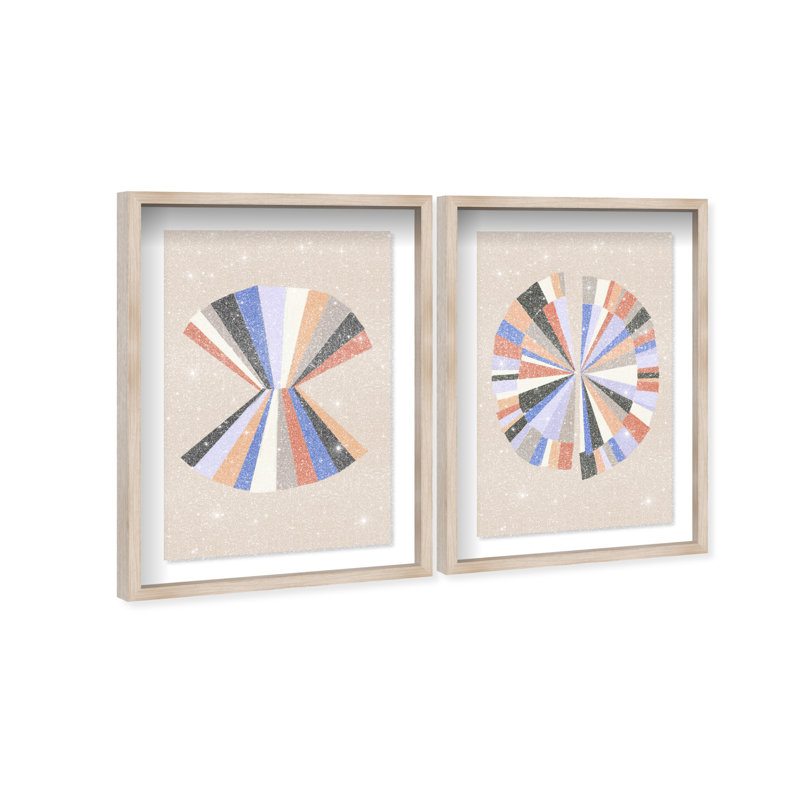 Minimally Perfect Set Shadowbox Abstract Print by Oliver Gal, Black Frame, 10 x 15, 37"H x 55"W, Natural Oak Shadowbox