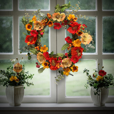 Mixed Poppy 20" Wreath