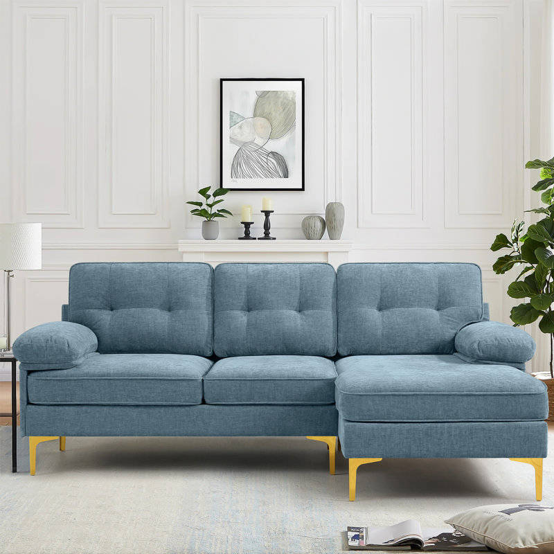 Joseph-Alexander Upholstered Sectional 82.7" Wide Sectional Sofa with Chaise Chenille Fabric White Modular Design for Living Room