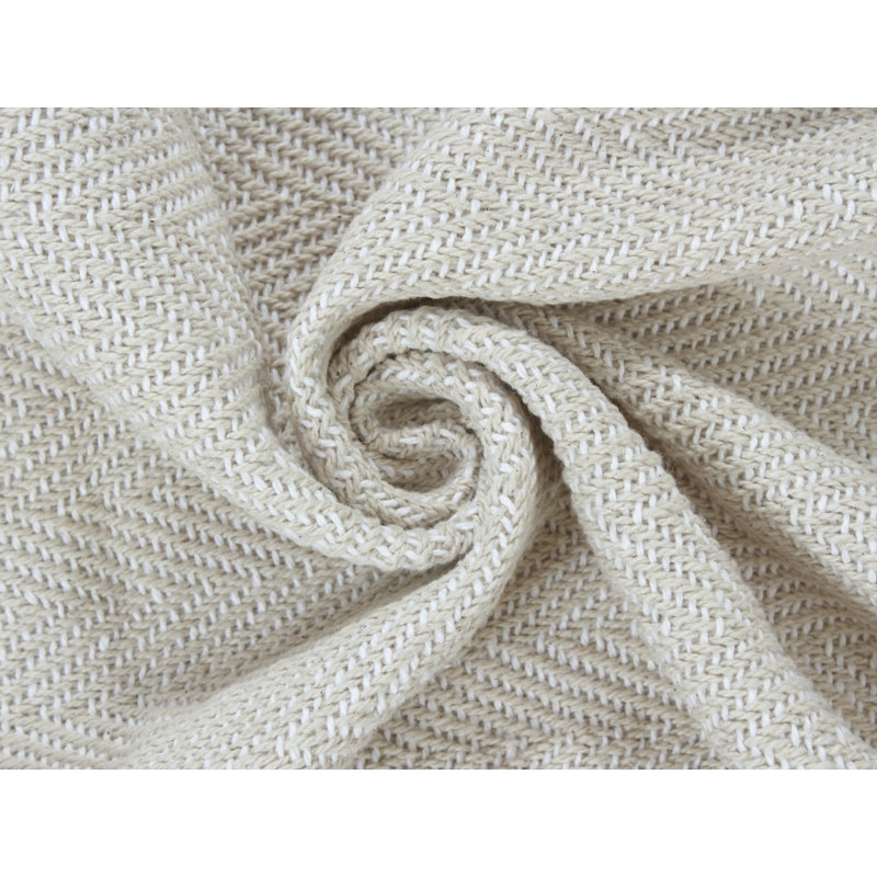 Hand Woven Throw Blanket, 50" W x 60" L, Stone