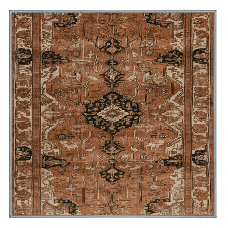 Tapis brun lavable à la machine, Carré 7 pi