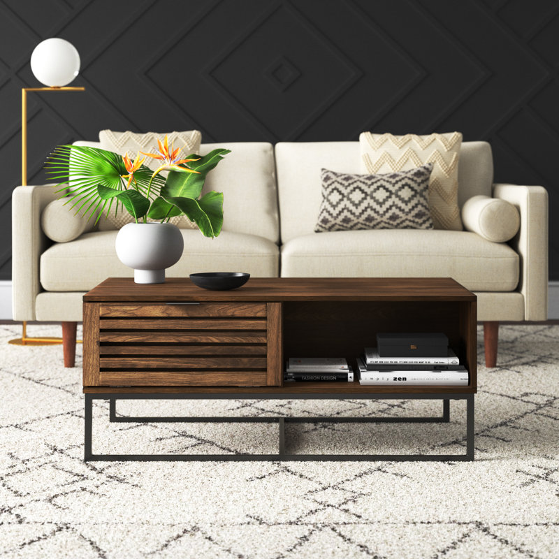 Rishi Sled Coffee Table with Storage, Dark Walnut