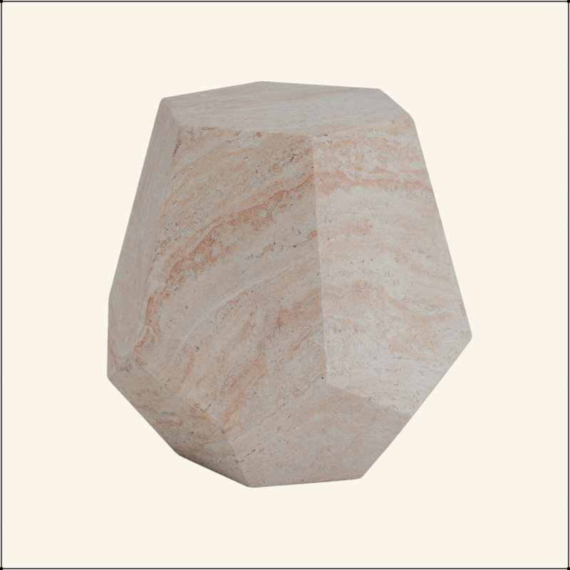 Table d'appoint extérieure / intérieure en béton léger, table d'appoint ronde hexagonale