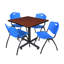 Table de salle de repos carrée Nicklo, chaises empilables 4 M-40142456-32668303-32668305