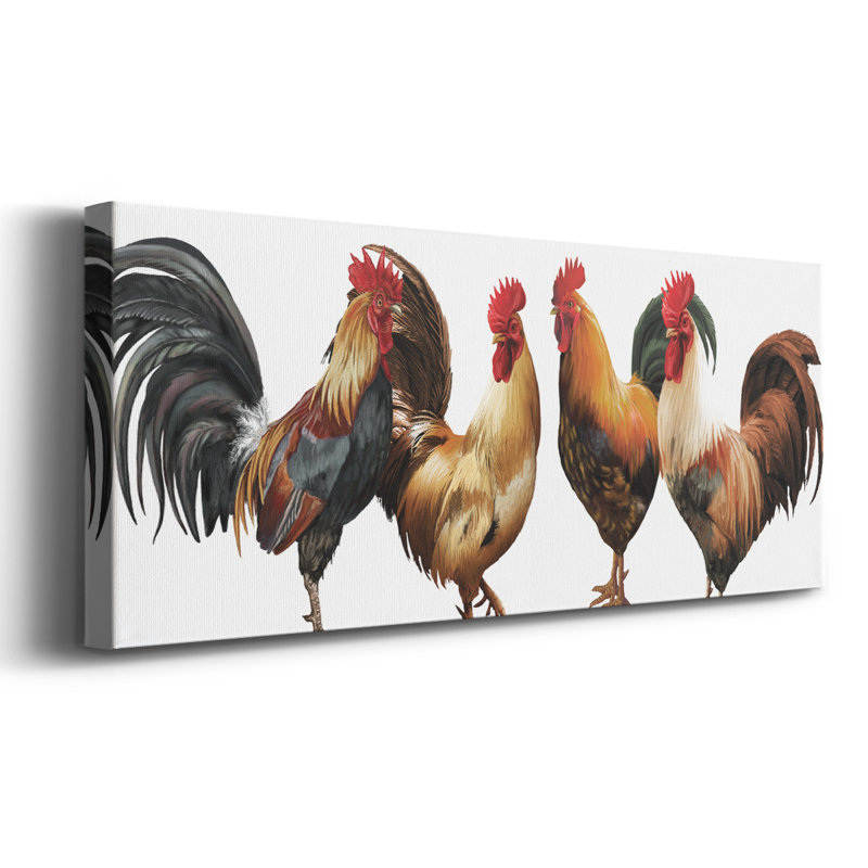 Coq sur toile, H 12 po x l 30 po x P 1,5 po
