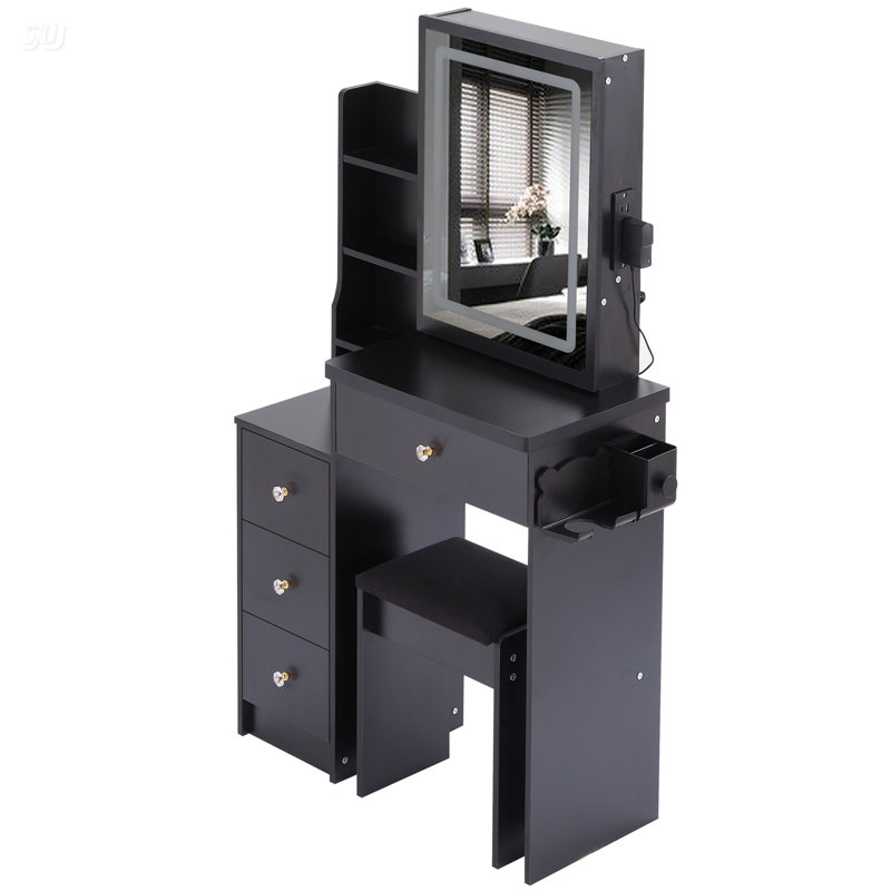 Table de chevet avec armoire de chevet, Noir
