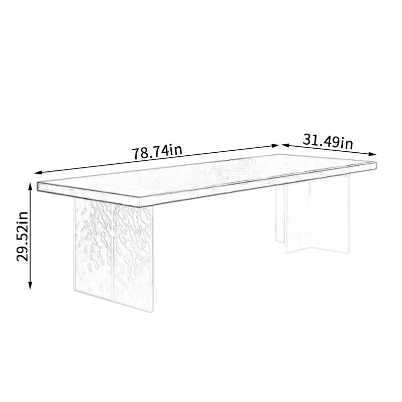 Ash Solid Wood Top Dining Table, 31.49" W x 78.74" L