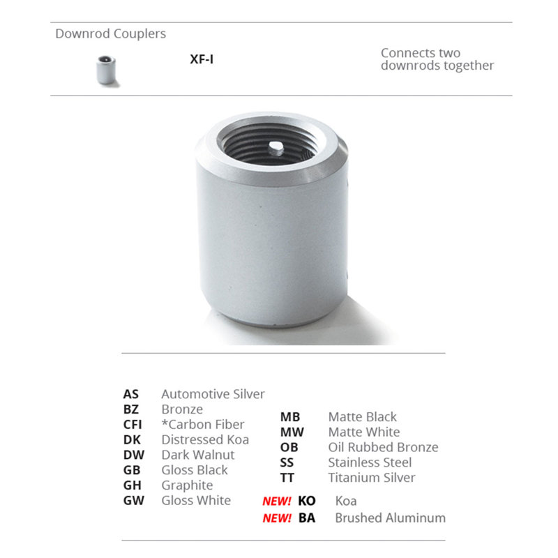 Coupler 0.01" Ceiling Fan Downrod, Brushed Aluminum