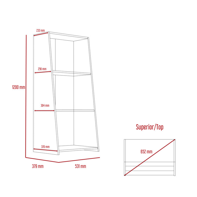 Dennielle 3 Shelf Bookcase