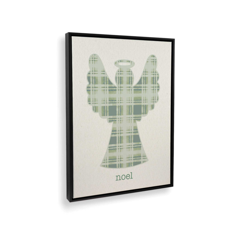 «Plaid Christmas Angel» par Annie Lapoint, reproduction d'art, L 36 x H 48, Noir, Toile avec cadre