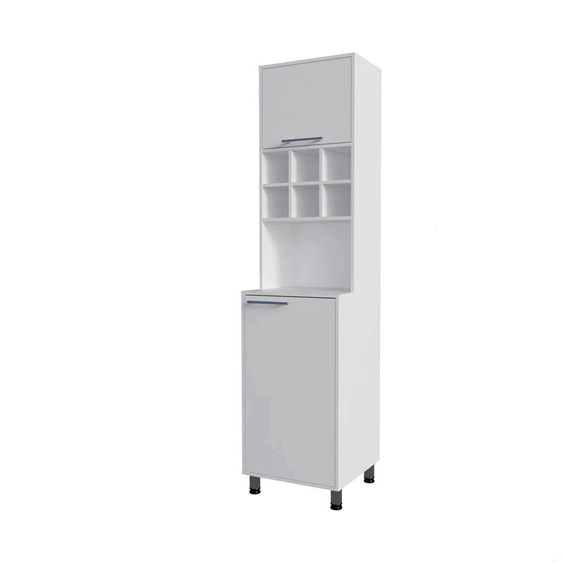 Kitchen Pantry With Pneumatic Door And Open Storage