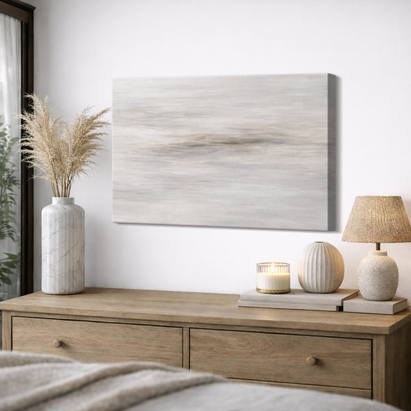 «Neutral Minimalist Horizon Art», images de paysage abstrait beige doux, impression sur toile encadrée, Toile tendue