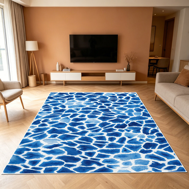 1PC Blue Mosaic Tile Pattern area rugs, Soft and Comfortable, easy-to-maintain, machine washable Indoor floor mat, suitable for living room, bedroom, balcony, patio, front porch, entryway, laundry room, dining area, Home Decor, Outdoor Decor.