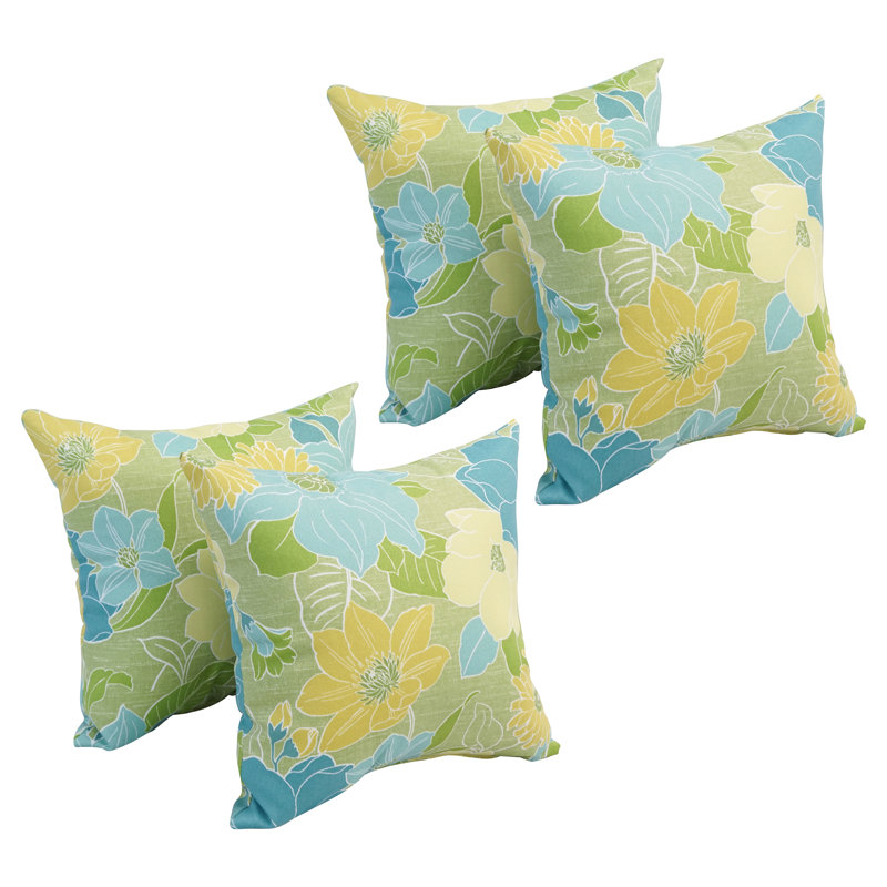 Outdoor Cushion Collection Indoor/Outdoor Floral Throw Pillow, Green
