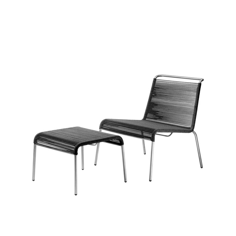 Salto Outdoor Lounge Chair, Brushed Black