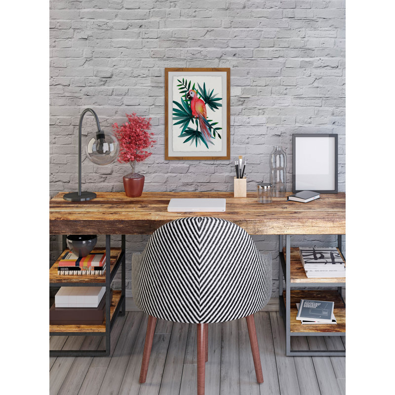 Red Parrot - Single Picture Frame Painting, 61cm H x 41cm W x 4cm D