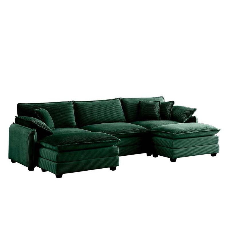 Canapé modulaire surdimensionné avec repose-pieds convertible, Vert