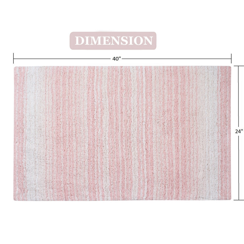 Griffie Plush 100 % Cotton Bath Rug, Single - 24" L x 40" W, Pink