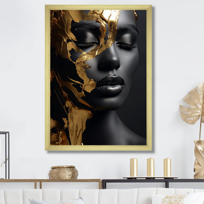 Femme dorée noire et dorée Photo III - Art mural femme