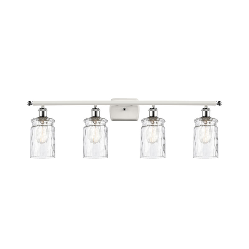 Éclairage de salle de bain à intensité variable 4 lumières Binkley, Verre limpide, Ampoule DEL rétro de 3,5 watts