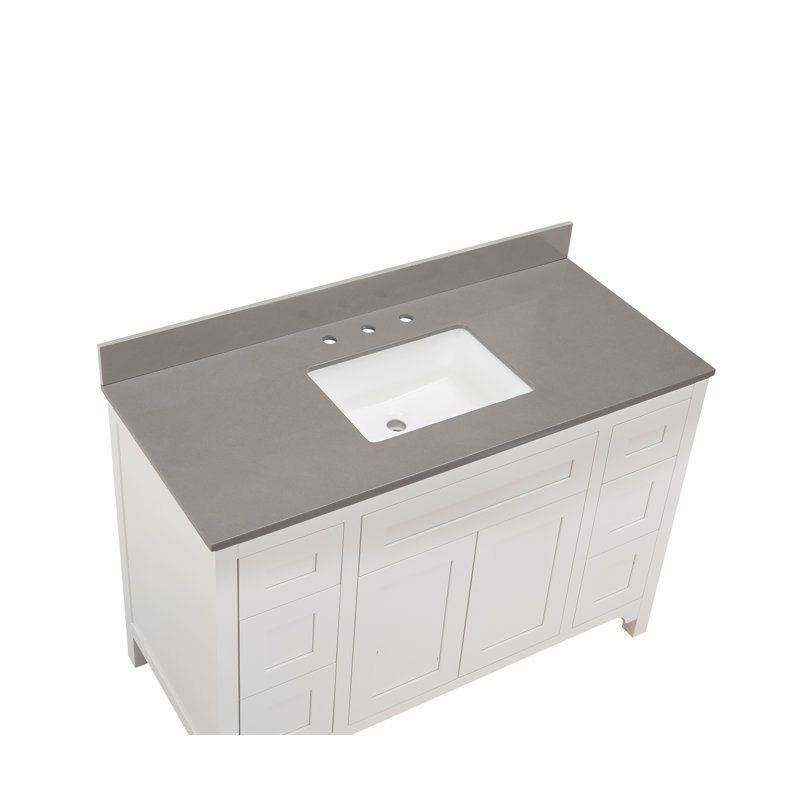 Madrid 49'' Concrete Grey Composite Stone Vanity Top with White Sink
