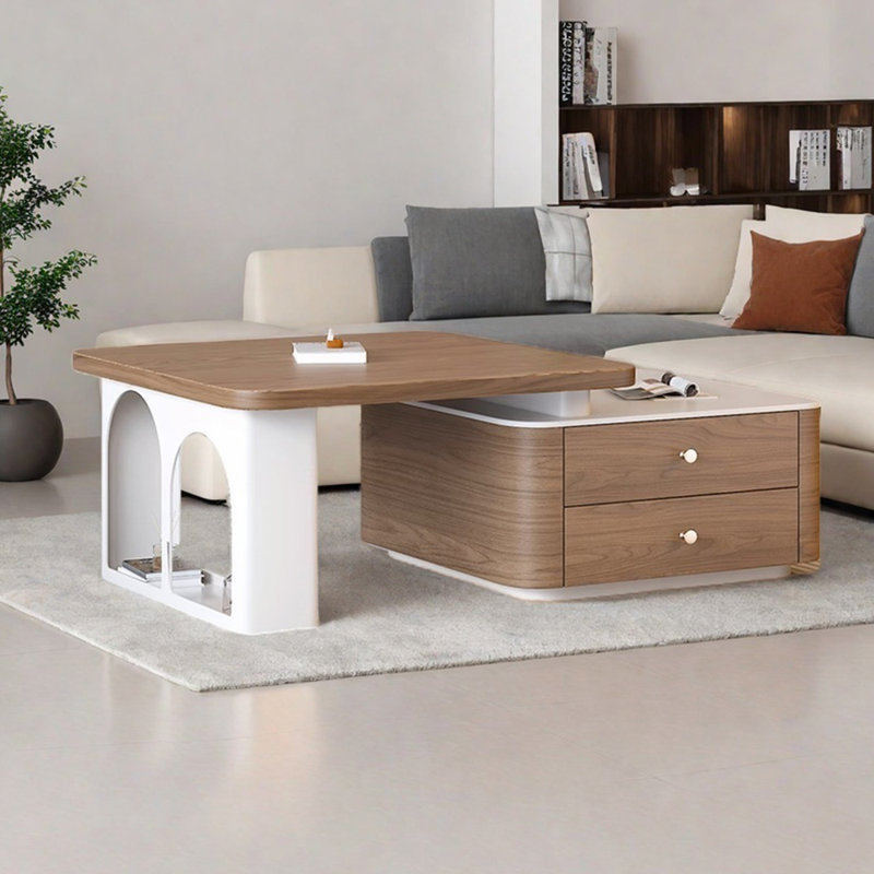 Table basse simple en bois massif de style crème