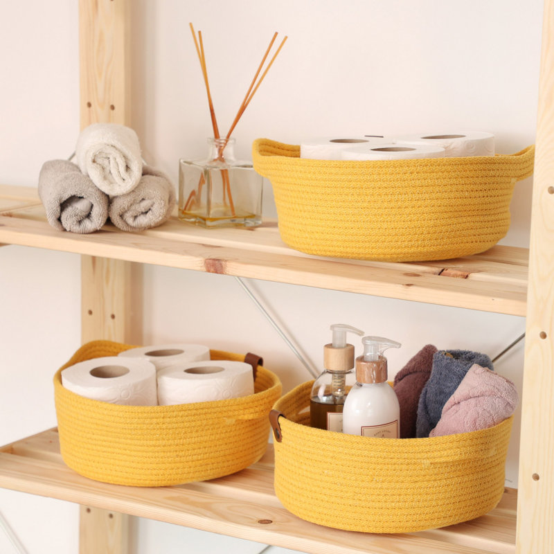 Brayden Studio Cotton Decorative Basket, Yellow