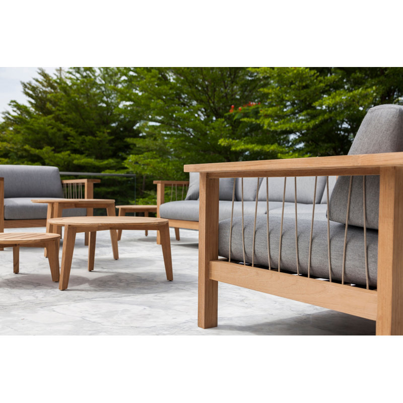 Maro Outdoor 4 - Piece Teak Conversation Set, 28.75" Diameter x 28.75" W x 14.19" H, Charcoal Chine